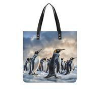 LPSADGF Blue Peacock Tote Bags for Women Leather Handbag Makeup Bag with Magnetic Buckle Design Casual Bag, Sea Penguin, 39x39cm