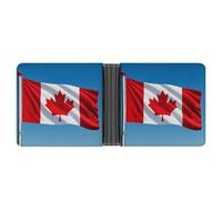 LPSADGF Border Collie Men's Wallet Leather Money Clip Slim Passcase With 6 Card Slots, 2 Hidden Pockets, Retro Canada Flag, One Size, Modern