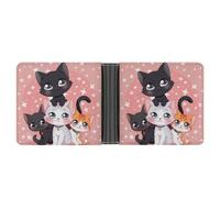 LPSADGF Border Collie Men's Wallet Leather Money Clip Slim Passcase With 6 Card Slots, 2 Hidden Pockets, Cartoon Little Cat, One Size, Modern