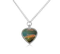 LPSADGF Brook Trout Fly Fishing Pet Cremation Jewelry for Ashes, Pet Urn Necklace Dog Cat Ashes Holder Memorial Locket Pendant with Long Chain, Cremation Urn Necklace for Pets Lovers