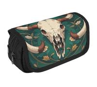 LPSADGF Bull Skull Large Pencil Case High Capacity Pencil Pouch Aesthetic Holder Box Storage Bag Desk Organizer Marker Pouch Pen for Supplies Makeup Bag & Daily Use