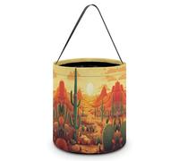 LPSADGF Cactus at Sunset Halloween Tote Bags for Trick Or Treating - Large Capacity Candy Buckets with Handles
