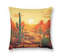 LPSADGF Cactus at Sunset Throw Pillow Covers Farmhouse Cushion Cover Boho Plush Pillowcase Decorative Square Pillow Case for Couch Sofa Bed Living Room Home Decor 18 "x18
