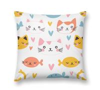 LPSADGF Cartoon Cat Face Throw Pillow Covers Farmhouse Cushion Cover Boho Plush Pillowcase Decorative Square Pillow Case for Couch Sofa Bed Living Room Home Decor 12 "x12