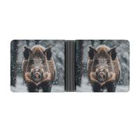 LPSADGF Cartoon Family Owls On The Brown Tree Men's Wallet Leather Money Clip Slim Passcase With 6 Card Slots, 2 Hidden Pockets, Wild Boar, One size, Modern