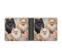 LPSADGF Cartoon Family Owls On The Brown Tree Men's Wallet Leather Money Clip Slim Passcase With 6 Card Slots, 2 Hidden Pockets, Pomeranians Pattern, One size, Modern