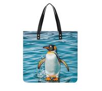 LPSADGF Cartoon Pumpkin Head Tote Bags for Women Leather Handbag Makeup Bag with Magnetic Buckle Design Casual Bag, Happy Penguin in the Water, 39x39cm