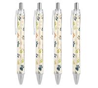 LPSADGF Cat Or Dog Footprints Ballpoint Pens 4 PCS Retractable Smooth Writing Pens with Quick-Drying Ink, Comfort Grip Office Black Pens for Everyday Use, Bulk Office Supplies for Professionals