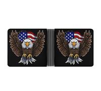 LPSADGF Cat Sitting on Gift Box Men's Wallet Leather Money Clip Slim Passcase With 6 Card Slots, 2 Hidden Pockets, Usa Flag Patriotic Eagle, One size, Modern