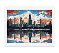 LPSADGF Chicago Skyline DIY Paint by Numbers Kit for Adults Beginners Digital Oil Painting Kit Landscape Digital Paints by Number Easy Canvas Art Print for Home Wall Decoration 30x40cm