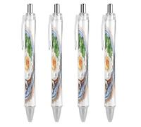 LPSADGF Chinese Breakfast Pictures Ballpoint Pens 4 PCS Retractable Smooth Writing Pens with Quick-Drying Ink, Comfort Grip Office Black Pens for Everyday Use, Bulk Office Supplies for Professionals