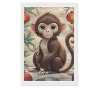 LPSADGF Chinese Style Monkey Diamond Painting Kits for Adults 8"x12" Diamond Art Kits 5D Diamonds Painting DIY Full Drill Diamonds Paintings Flower Plant Gem Art and Crafts