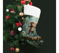LPSADGF Christmas Stockings 16.5 Inch - Running Monkey Classic Personalized Xmas Stockings with Large Pocket Decoration Gift for Stairs Fireplace Hanging Xmas Home Decor