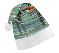 LPSADGF Classic Santa Hat for Adults- Chinese Style Mandarin Ducks Christmas Party Hat, Xmas Holiday Headwear for Christmas