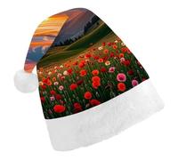 LPSADGF Classic Santa Hat for Adults- Cloud Garden at Sunset Christmas Party Hat, Xmas Holiday Headwear for Christmas
