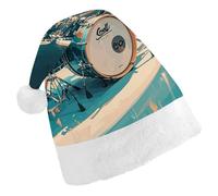 LPSADGF Classic Santa Hat for Adults- Cool Drums Set Christmas Party Hat, Xmas Holiday Headwear for Christmas