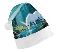 LPSADGF Classic Santa Hat for Adults- Horse in The Ancient Forest Christmas Party Hat, Xmas Holiday Headwear for Christmas