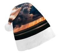 LPSADGF Classic Santa Hat for Adults- Magnificent Rainstorm Cloud Christmas Party Hat, Xmas Holiday Headwear for Christmas