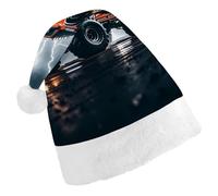 LPSADGF Classic Santa Hat for Adults- Monster Truck Black Sky Lightning Roar Christmas Party Hat, Xmas Holiday Headwear for Christmas
