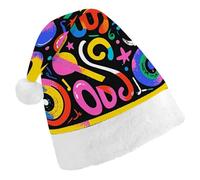 LPSADGF Classic Santa Hat for Adults- Music Graffiti Style Christmas Party Hat, Xmas Holiday Headwear for Christmas