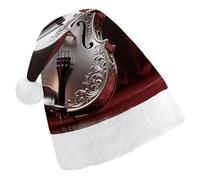 LPSADGF Classic Santa Hat for Adults- Silver Violin Christmas Party Hat, Xmas Holiday Headwear for Christmas