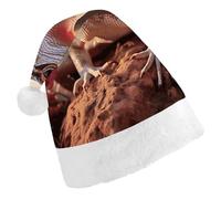 LPSADGF Classic Santa Hat for Adults- White Lizard Christmas Party Hat, Xmas Holiday Headwear for Christmas