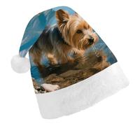 LPSADGF Classic Santa Hat for Adults- Yorkshire Terrier by Lake Christmas Party Hat, Xmas Holiday Headwear for Christmas