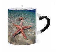 LPSADGF Coffee Mug Color Changing Mug Ocean Starfish Funny Heat Sensitive Color Changing Coffees Cup Ceramic Magic Cup Novelty Coffee Mugs Personalized Tea Cups Gift for Women Men