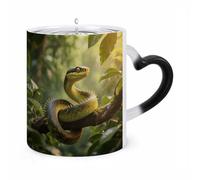 LPSADGF Coffee Mug Color Changing Mug Rough - Scaled Bush Viper Funny Heat Sensitive Color Changing Coffees Cup Ceramic Magic Cup Novelty Coffee Mugs Personalized Tea Cups Gift for Women Men