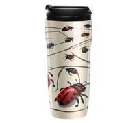 LPSADGF Coffee Mug Double Wall Insulated Art Ladybug Travel Coffee Tumbler for Hot/Ice Tea To Go Cups with Lids Leak-proof And Skid-proof Design for Home, Office, Parties 12Oz