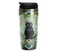 LPSADGF Coffee Mug Double Wall Insulated Black Cat Travel Coffee Tumbler for Hot/Ice Tea To Go Cups with Lids Leak-proof And Skid-proof Design for Home, Office, Parties 12Oz