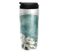 LPSADGF Coffee Mug Double Wall Insulated Bouquet Cyan Circle Travel Coffee Tumbler for Hot/Ice Tea To Go Cups with Lids Leak-proof And Skid-proof Design for Home, Office, Parties 12Oz