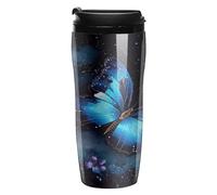 LPSADGF Coffee Mug Double Wall Insulated Galaxy Blue Butterfly Travel Coffee Tumbler for Hot/Ice Tea To Go Cups with Lids Leak-proof And Skid-proof Design for Home, Office, Parties 12Oz