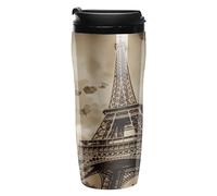 LPSADGF Coffee Mug Double Wall Insulated Paris Eiffel Tower Travel Coffee Tumbler for Hot/Ice Tea To Go Cups with Lids Leak-proof And Skid-proof Design for Home, Office, Parties 12Oz