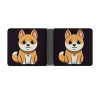 LPSADGF Color Billiards Men's Wallet Leather Money Clip Slim Passcase With 6 Card Slots, 2 Hidden Pockets, Cartoon Shiba Inu, One Size, Modern