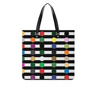 LPSADGF Color Billiards Tote Bags for Women Leather Handbag Makeup Bag with Magnetic Buckle Design Casual Bag, Rainbow Polka Dot Stripe Black and White, 39x39cm