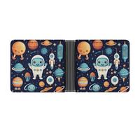 LPSADGF Color Jellyfish Men's Wallet Leather Money Clip Slim Passcase With 6 Card Slots, 2 Hidden Pockets, Robot Style Pictures, One size, Modern