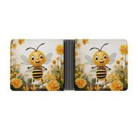 LPSADGF Color Jellyfish Men's Wallet Leather Money Clip Slim Passcase With 6 Card Slots, 2 Hidden Pockets, Cute Bees Daisy Flower, One size, Modern