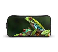LPSADGF Colored Frogs And Dragonflies Pencil Pouch Large Capacity Pencil Case- Multi-Use Zippered Pen Organizer, Portable Makeup Bag & Travel Pouch for Office Stationery (8.7x4.7)