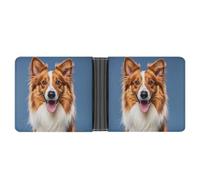 LPSADGF Colorful Bohemian Patterns Men's Wallet Leather Money Clip Slim Passcase With 6 Card Slots, 2 Hidden Pockets, Cute Collie Dog, One Size, Modern
