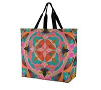 LPSADGF Colorful Bohemian Patterns Tote Bag for Women - Reusable Foldable Grocery Shopping Bag, Crossbody Shoulder Handbag, Colorful Bohemian Patterns, 40x40x16cm