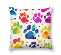 LPSADGF Colorful Dog Paw Print Throw Pillow Covers Farmhouse Cushion Cover Boho Plush Pillowcase Decorative Square Pillow Case for Couch Sofa Bed Living Room Home Decor 18 "x18
