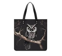 LPSADGF Colorful Dog Paw Print Tote Bags for Women Leather Handbag Makeup Bag with Magnetic Buckle Design Casual Bag, Late Night Owl, 39x39cm