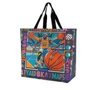 LPSADGF Colorful Mandala Tote Bag for Women - Reusable Foldable Grocery Shopping Bag, Crossbody Shoulder Handbag, Cool Basketball Theme, 40x40x16cm