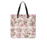 LPSADGF Colorful Spring Summer Flower Tote Bags for Women Leather Handbag Makeup Bag with Magnetic Buckle Design Casual Bag, Peach Retro Pattern, 39x39cm