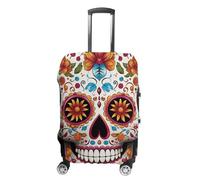 LPSADGF Colorful Sugar Skull Luggage Cover Protector - Travel Suitcase Sleeve with Dual-Sided Prints, Universal Fit 18-32 Inch, Washable Anti-Scratch Travel Baggage Cover, white, Small, Colorful