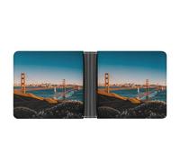 LPSADGF Cowboy Black Hat Western Boots Men's Wallet Leather Money Clip Slim Passcase With 6 Card Slots, 2 Hidden Pockets, san francisco, One Size, Modern