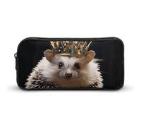 LPSADGF Crown with Hedgehog Pencil Pouch Large Capacity Pencil Case- Multi-Use Zippered Pen Organizer, Portable Makeup Bag & Travel Pouch for Office Stationery (8.7x4.7)