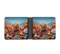 LPSADGF Cute Owl Baby Men's Wallet Leather Money Clip Slim Passcase With 6 Card Slots, 2 Hidden Pockets, Candy Poster, One size, Modern