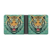 LPSADGF Cute Owl Baby Men's Wallet Leather Money Clip Slim Passcase With 6 Card Slots, 2 Hidden Pockets, Tiger Head Pattern, One size, Modern